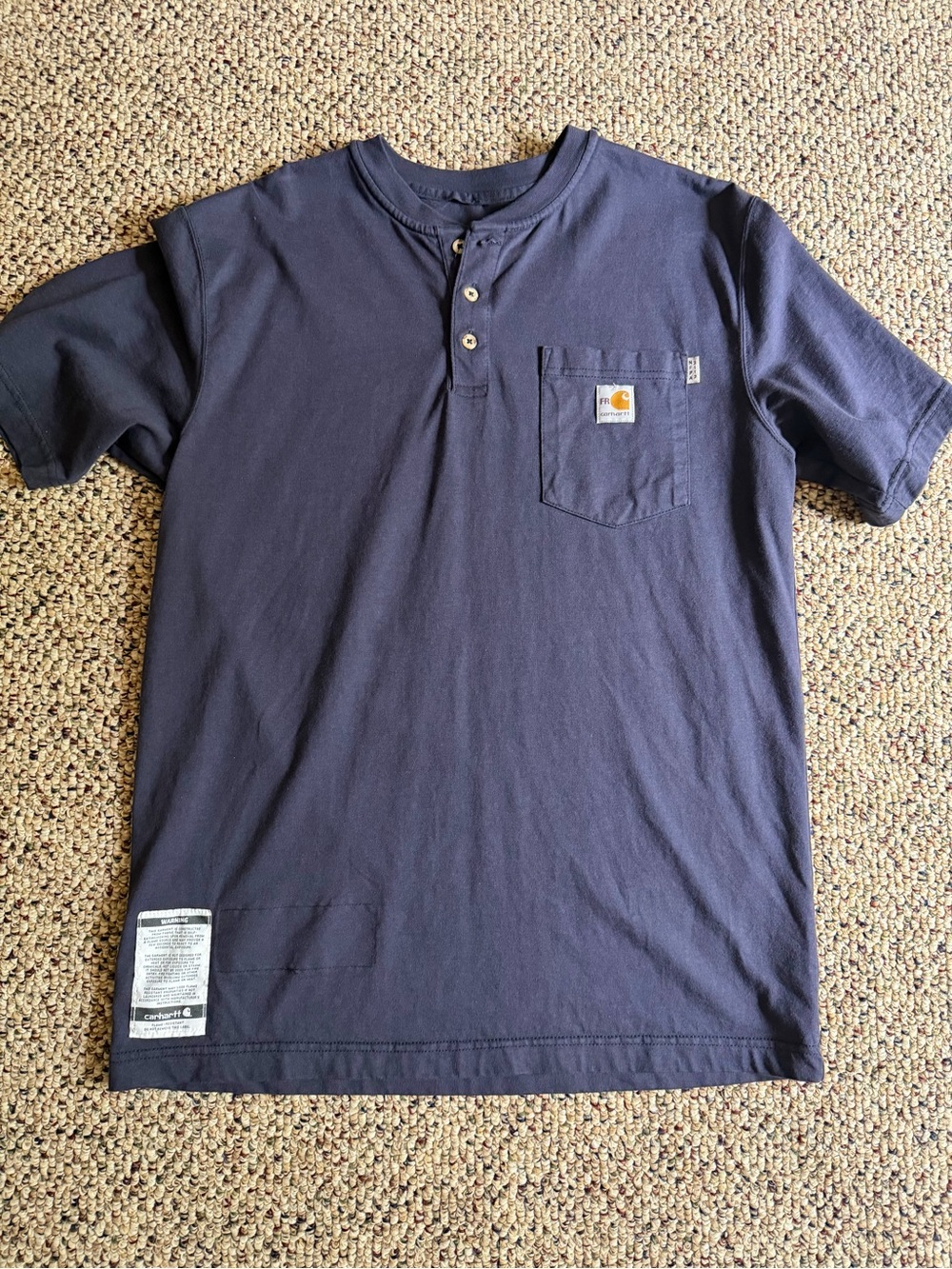 Carhartt Flame Resistant Navy Short-Sleeve Henley Pocket Tee